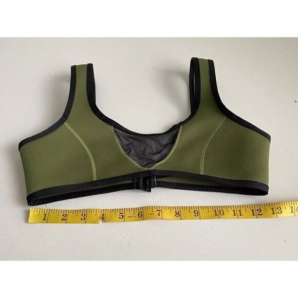 Hoaka Swimwear Bikini Top Neoprene Mesh Army Green Black Women’s Sz S+ - Picture 4 of 10